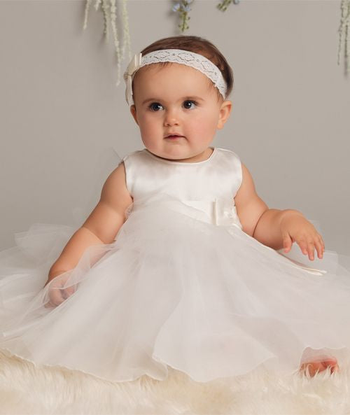 Athena - Baby Girls White Christening Dress