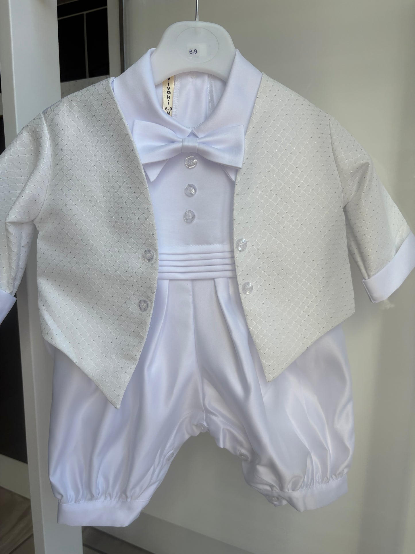 Baby Boys 2 Piece Christening Ivory Jacket & Romper