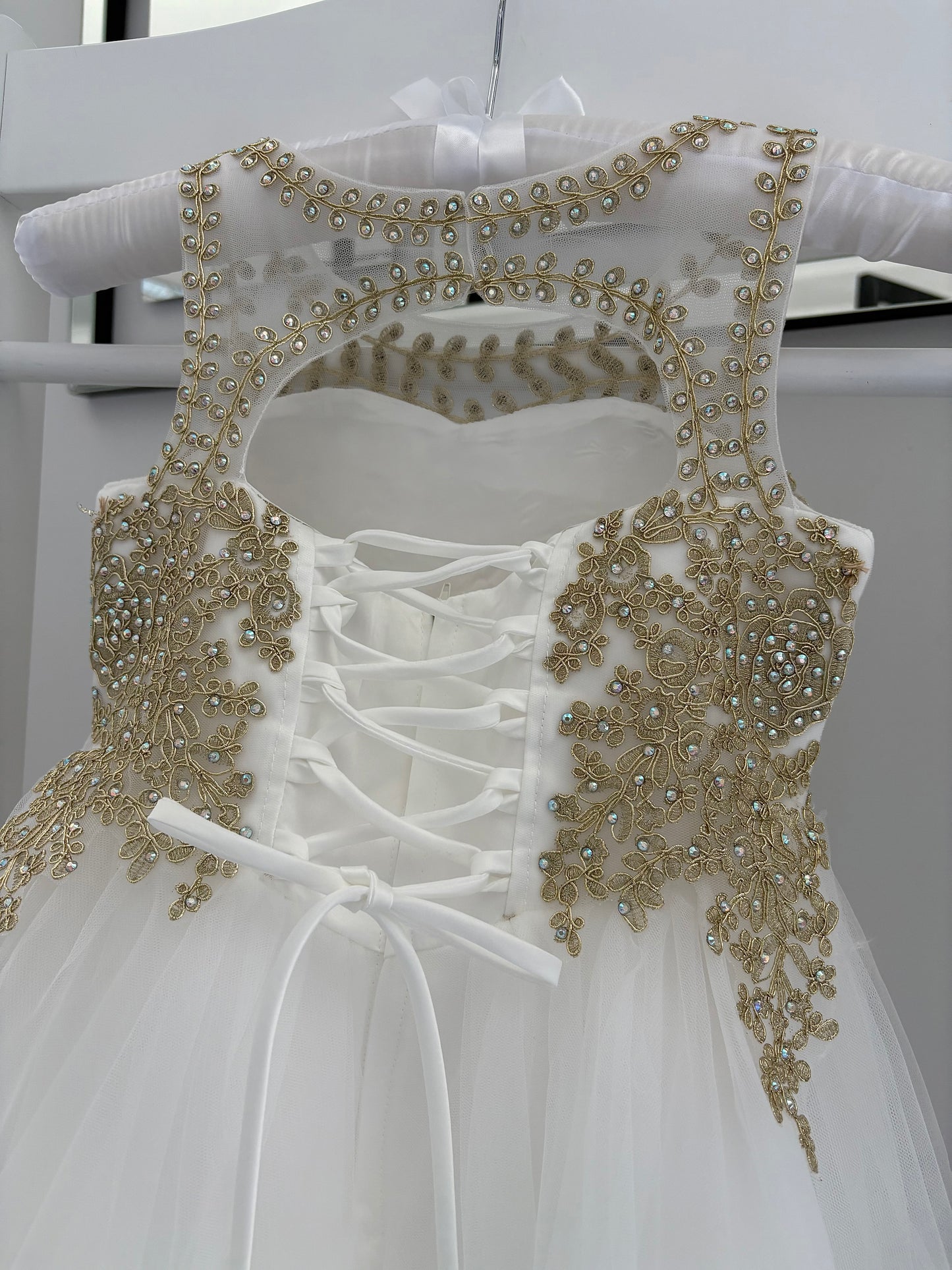 Ellie - Girls Ivory/Gold Dress Age 4 - 12 Years