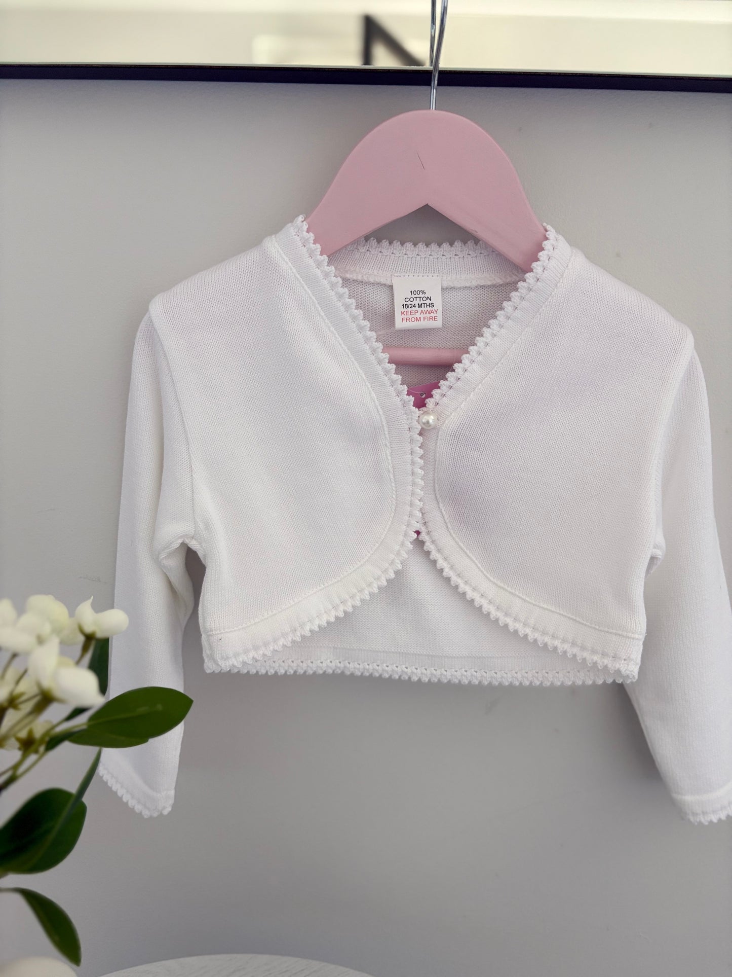 Girls Soft Cotton Cardigan/Bolero with Pearl Button
