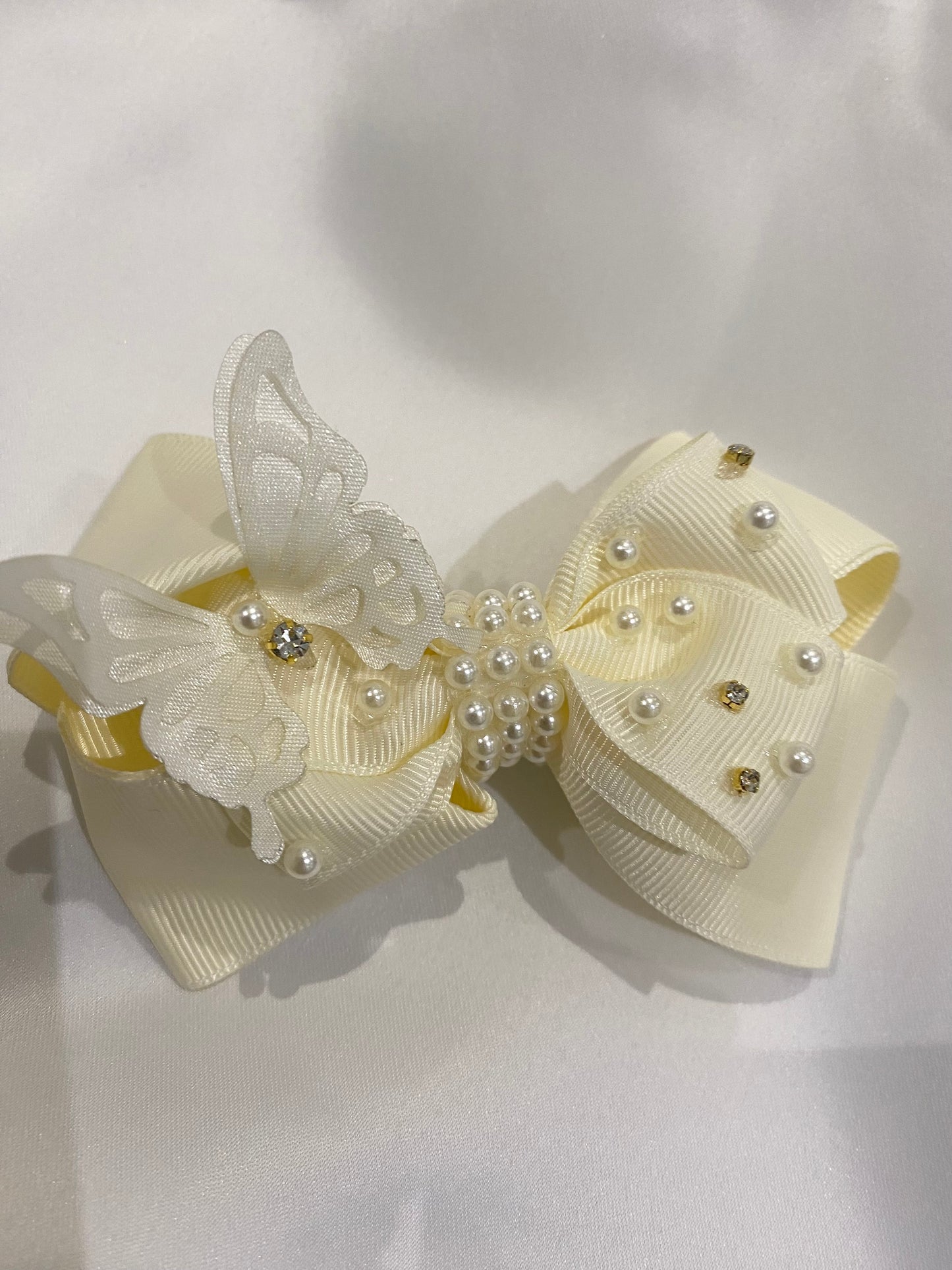 Handmade Ivory Grossgain Hairslide
