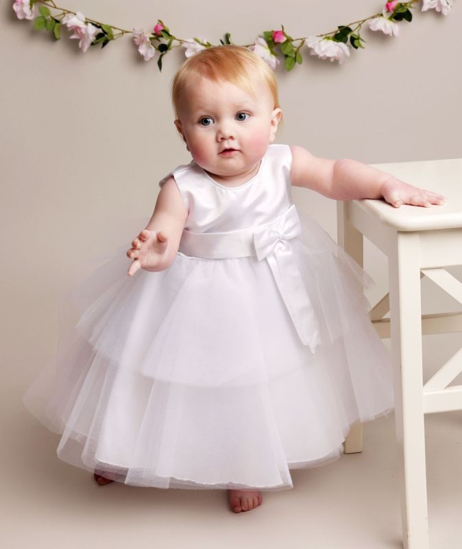 Athena - Baby Girls White Christening Dress