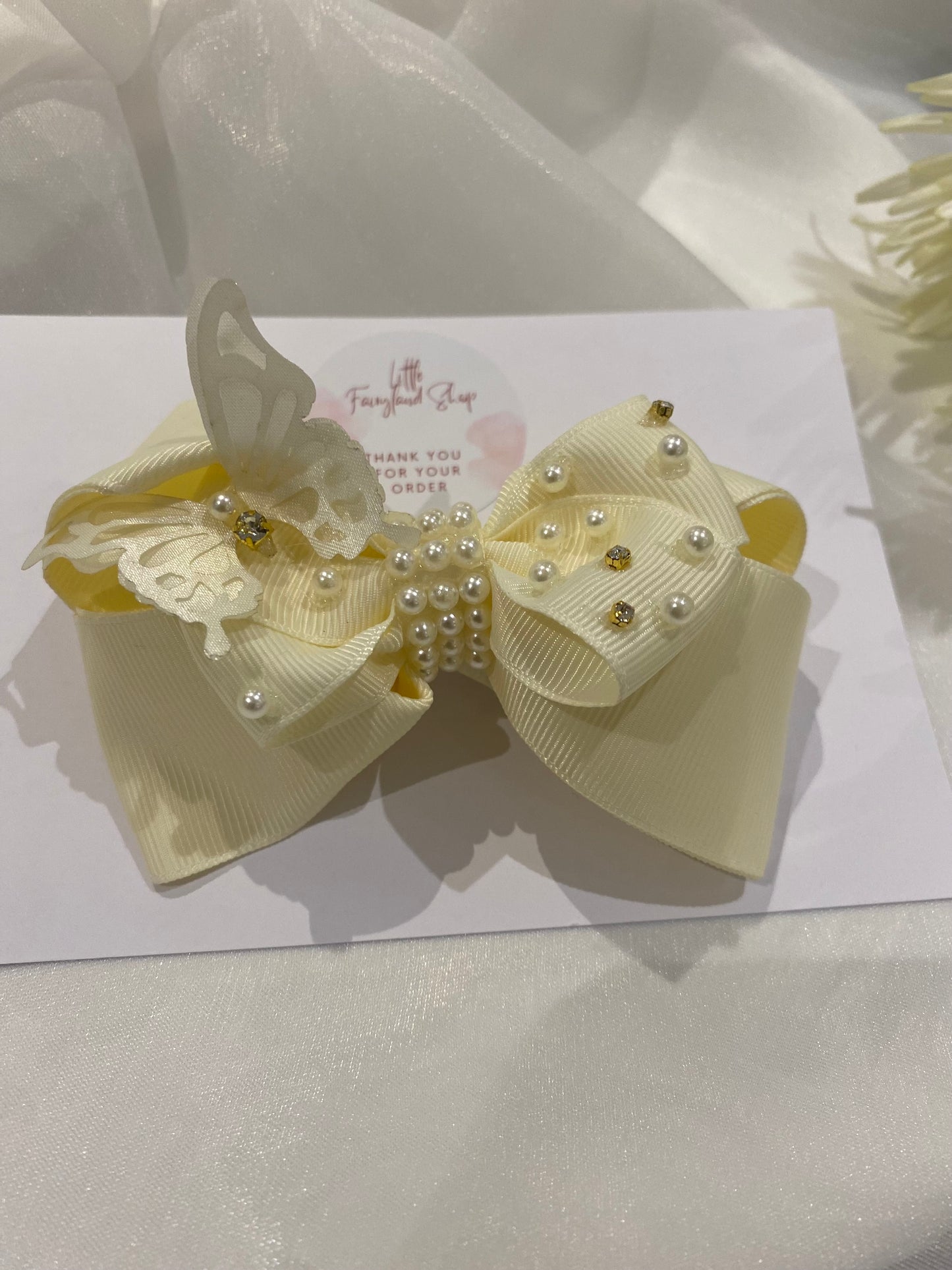 Handmade Ivory Grossgain Hairslide