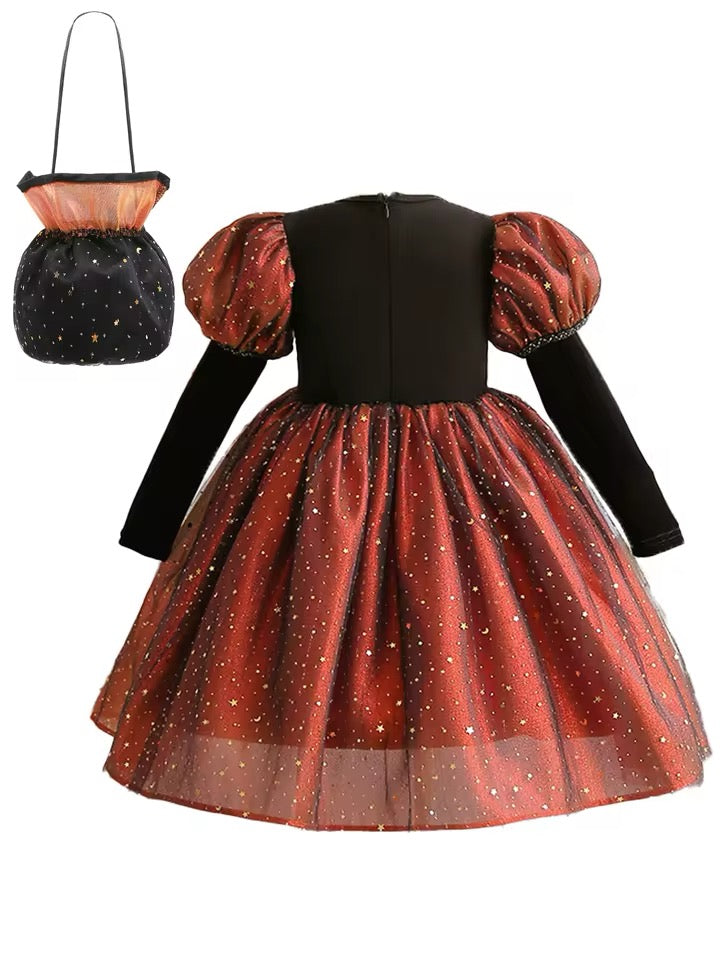 Girls Halloween Dress, hat & bag 2 colours available