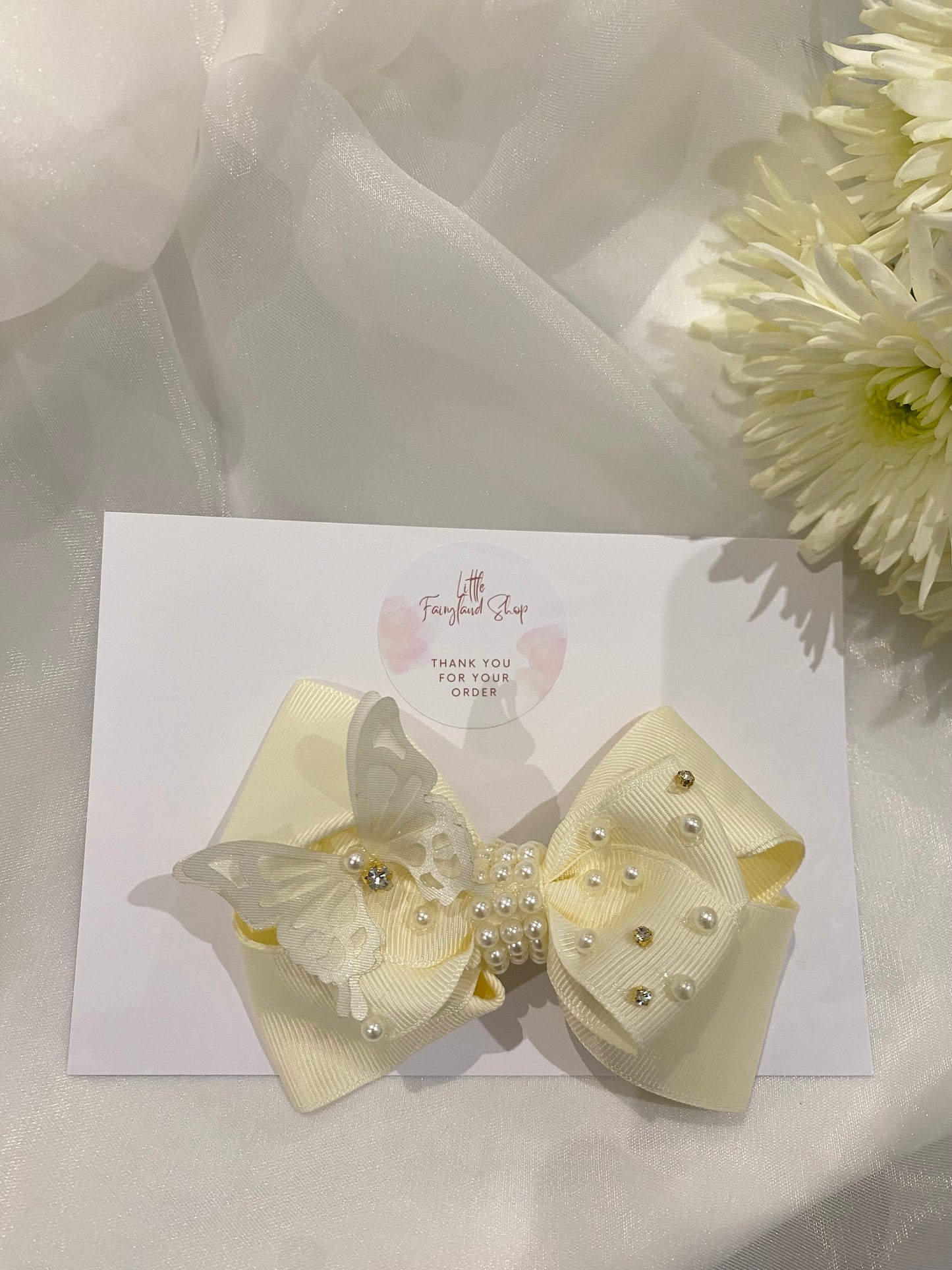Handmade Ivory Grossgain Hairslide
