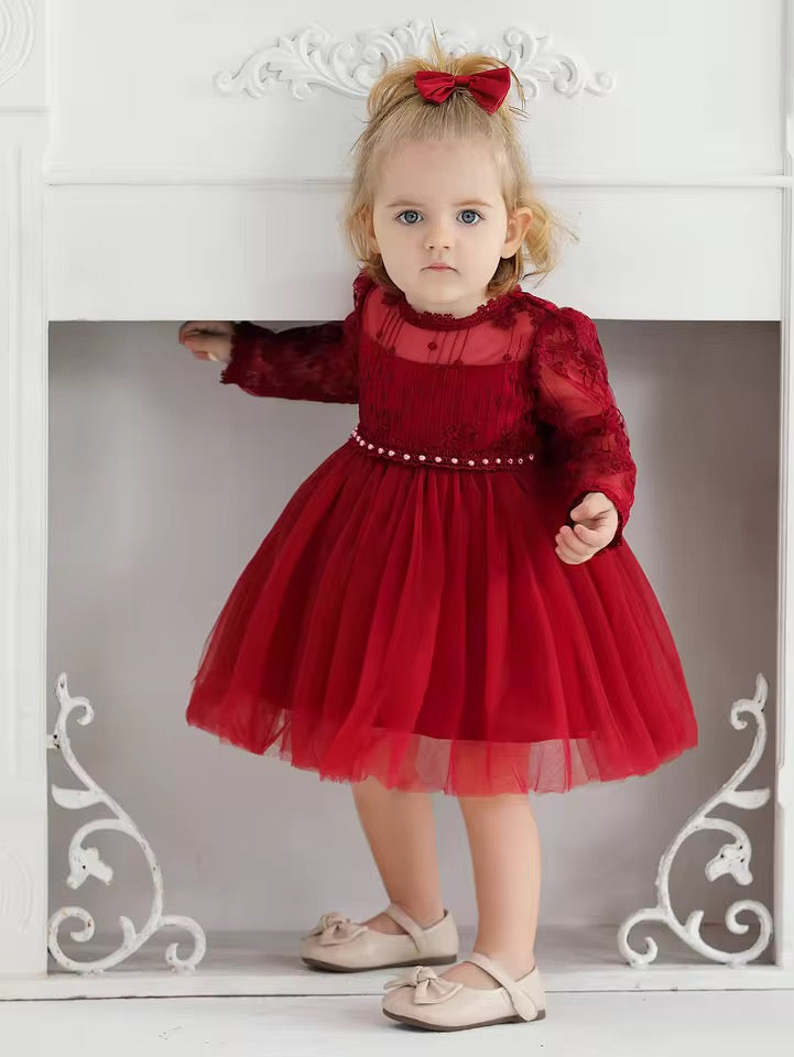 Girls Red Christmas Dress Age 3 - 24 Months