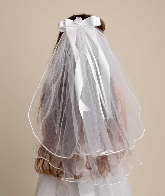 Girls' White Crystal Cross Tiara Veil