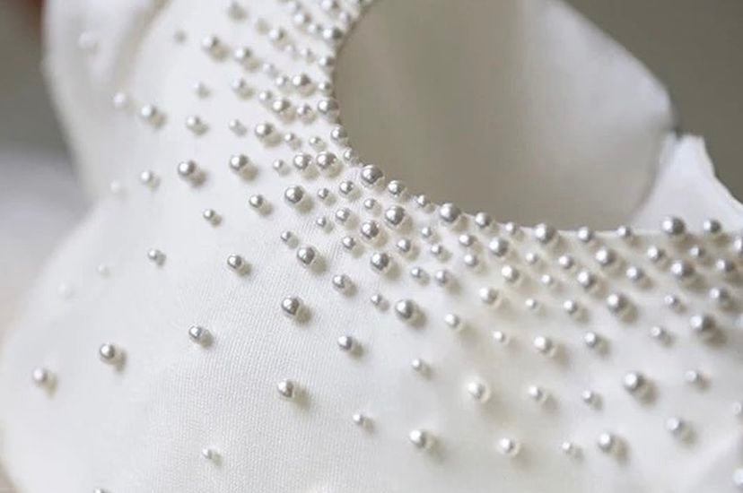 Beatrice - PREMIUM COLLECTION Handmade Luxury Ivory Tulle, Satin and Pearl Dress for Girls – Ideal for Christenings, Weddings & Special Occasions Girls Pearl Accent Christening/Flower Girl Dress