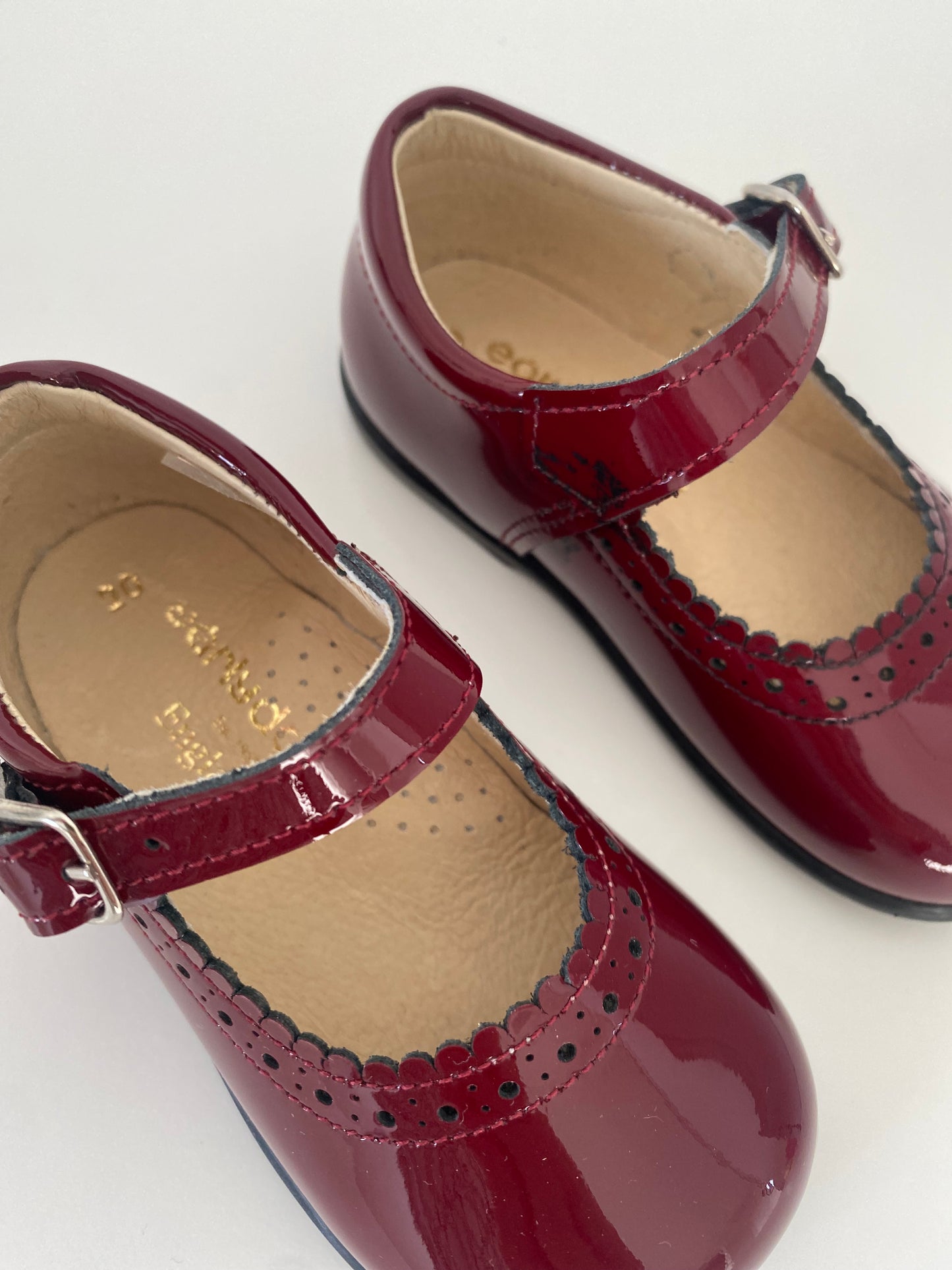 “Alice” Baby Girls Burgundy Patent Shoes