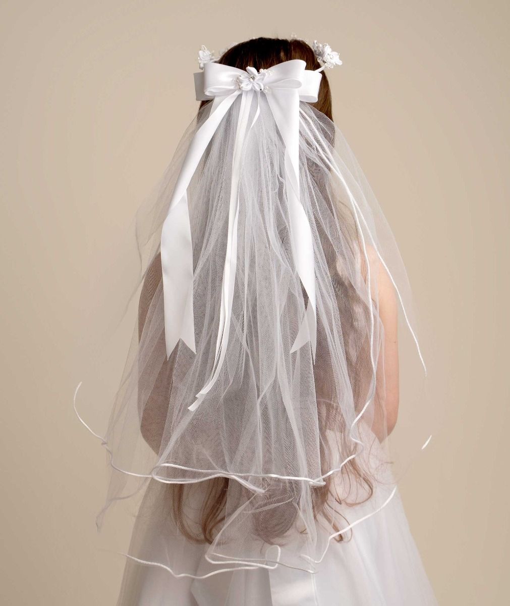 Girls Floral & Crystal Tulle Veil