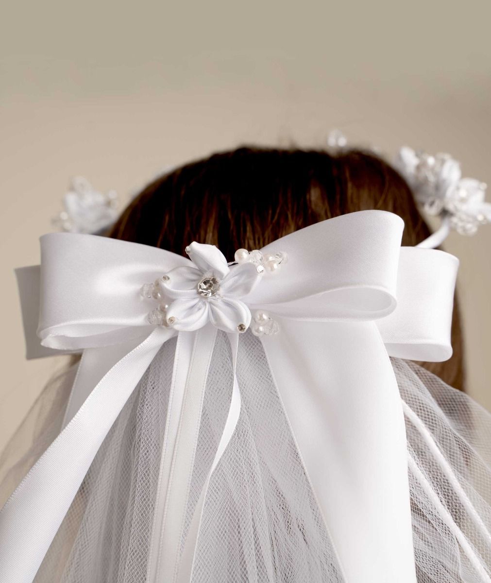 Girls Floral & Crystal Tulle Veil