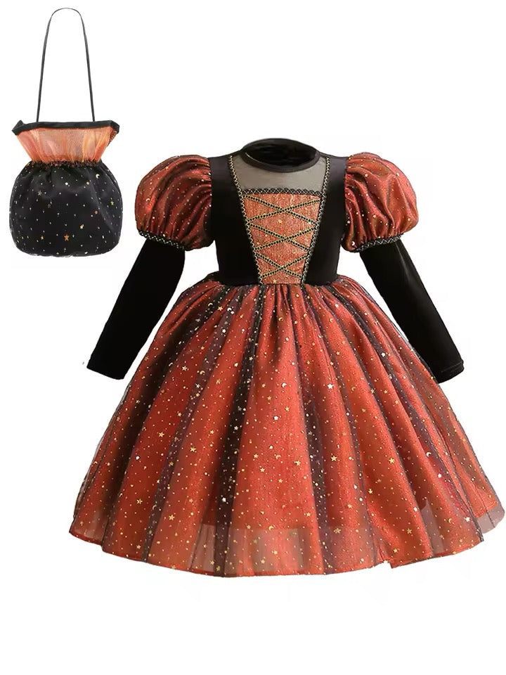 Girls Halloween Dress, hat & bag 2 colours available