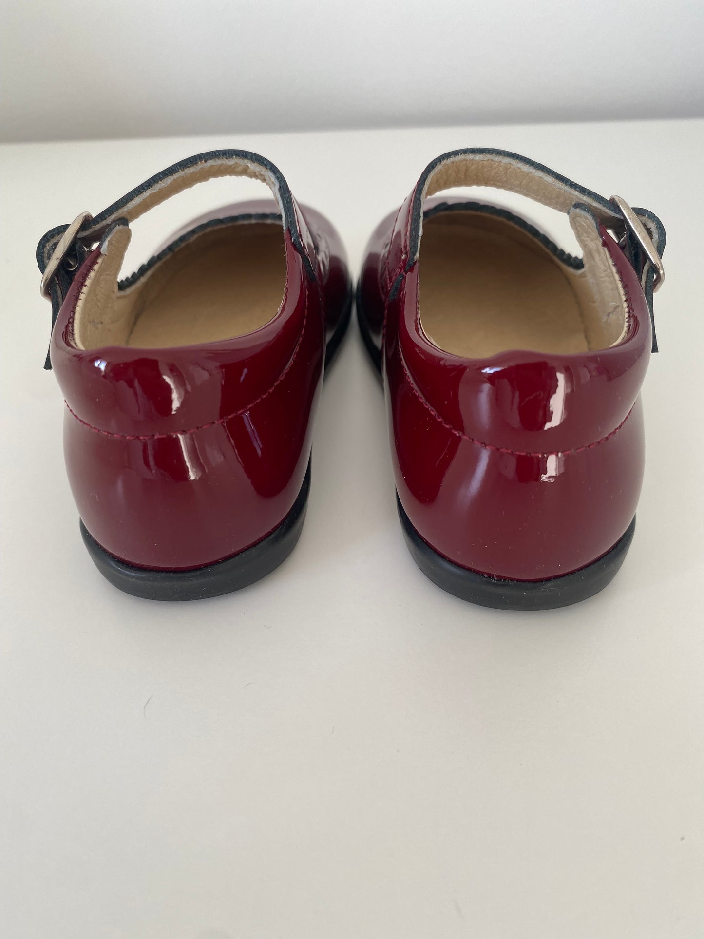 “Alice” Baby Girls Burgundy Patent Shoes
