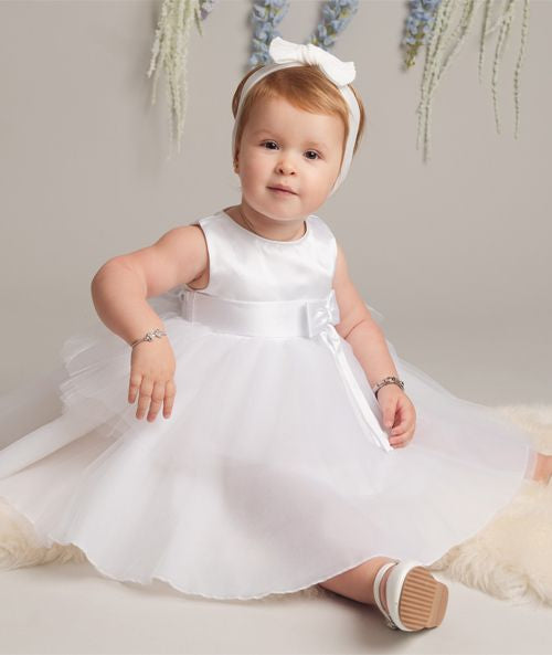 Athena - Baby Girls White Christening Dress