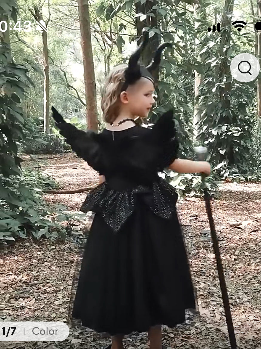 Halloween Malificient Style Queen Witches Dress,