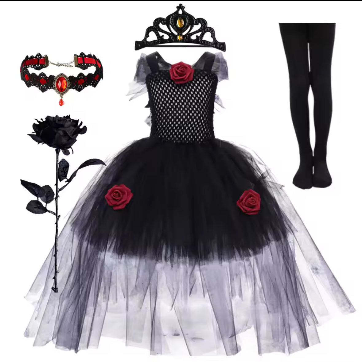 Girls Halloween Black Wicked Prom Girl Dress & Accessories Purple