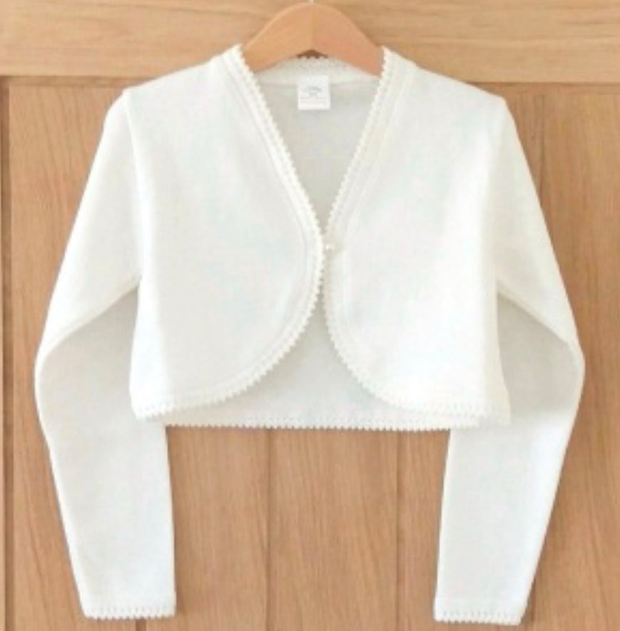 Girls Soft Cotton Cardigan/Bolero with Pearl Button