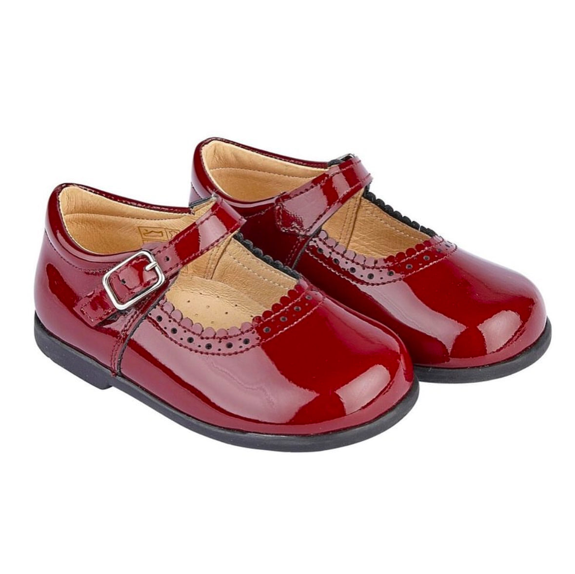 “Alice” Baby Girls Burgundy Patent Shoes