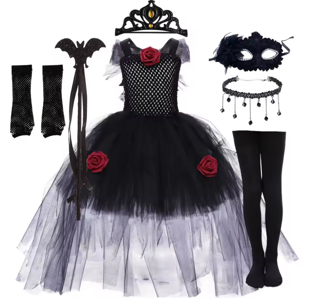 Girls Halloween Black Wicked Prom Girl Dress & Accessories Purple
