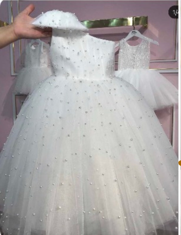 Bella Girls Pearl Accent Christening/Flower Girl Dress
