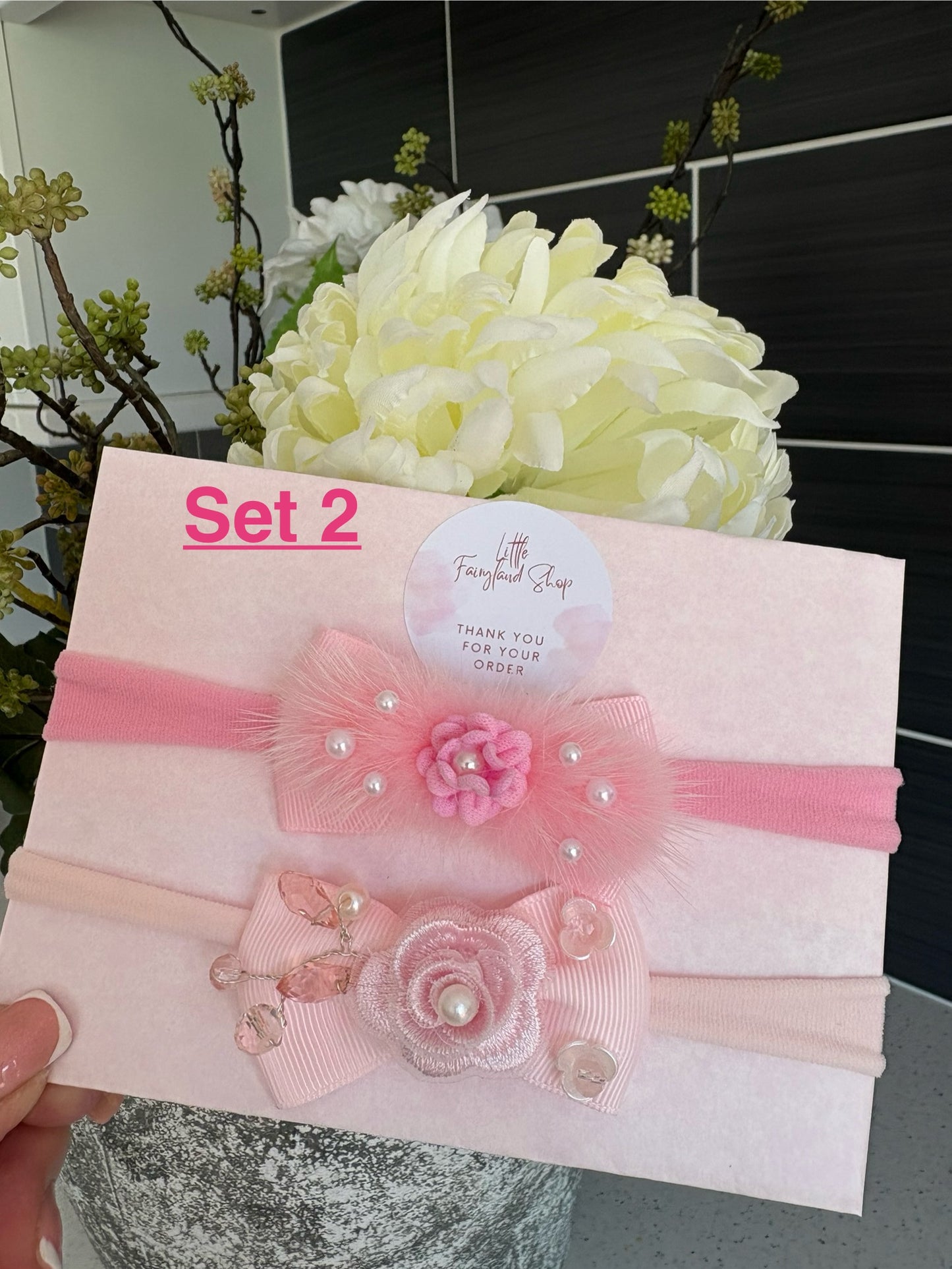 Set 2 Handmade Baby Headband | Cake Smash | Photo Shoot | Newborn Gift |Toddler Hairbands | Baby Shower |