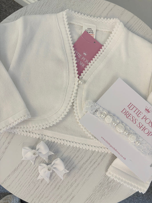 Girls Soft Cotton Cardigan/Bolero with Pearl Button