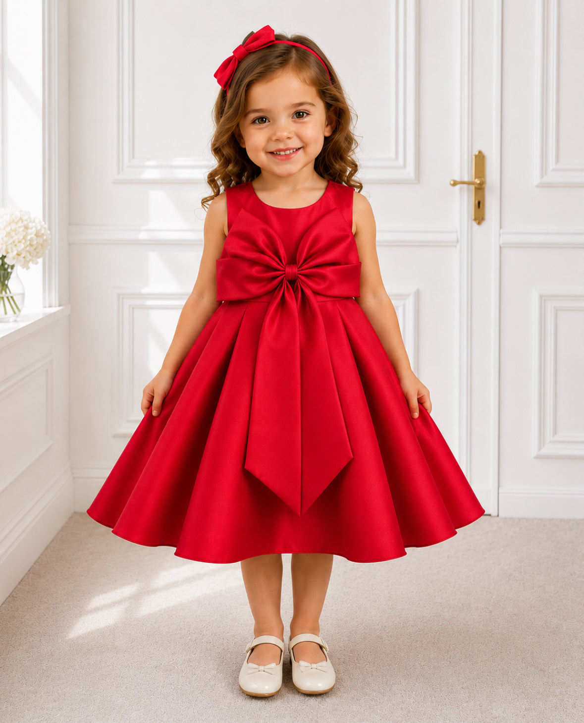 Aubrey - Girls Satin Polyester Dress - 4 Colours