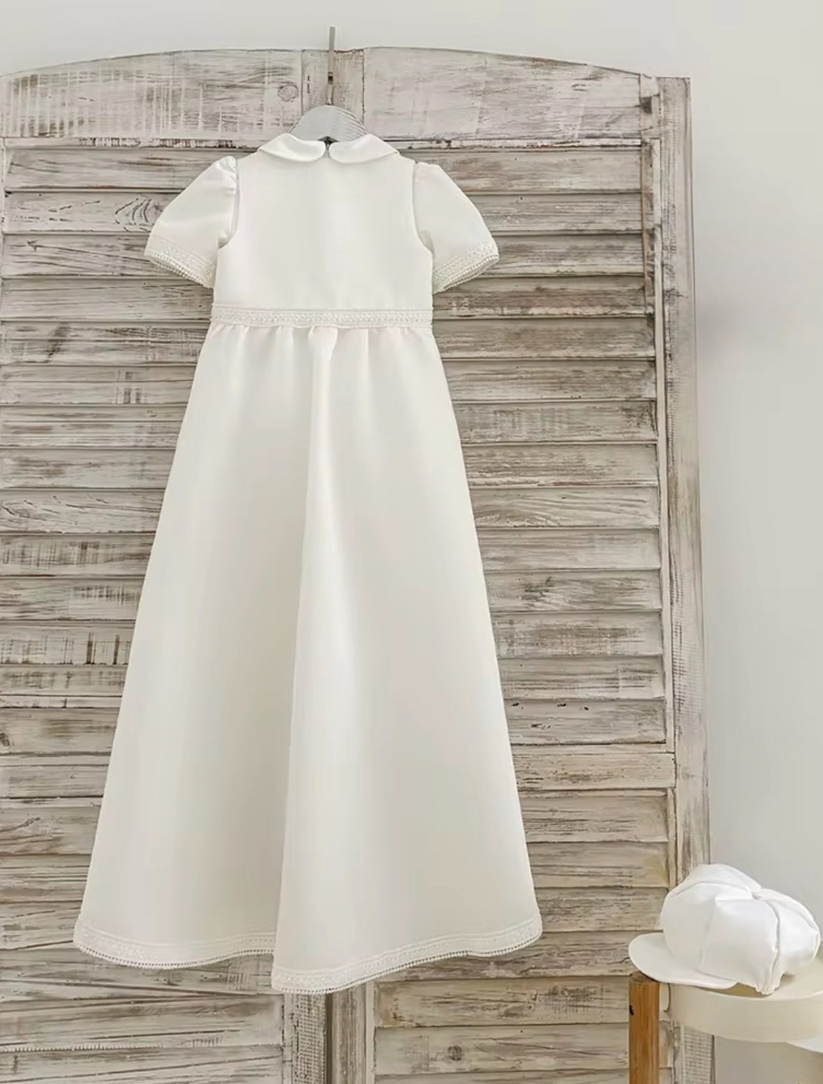 Jaxon - PREMIUM COLLECTION Boys Traditional Ivory 4 Piece Christening Gown - Boys Short Sleeve Romper with Pearl & Bow Detail, Full Length Sleeveless Coat, Hat & Shoes