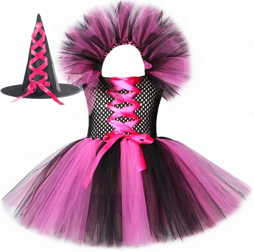 Halloween Witch Costume - Dress, Hat & Broom