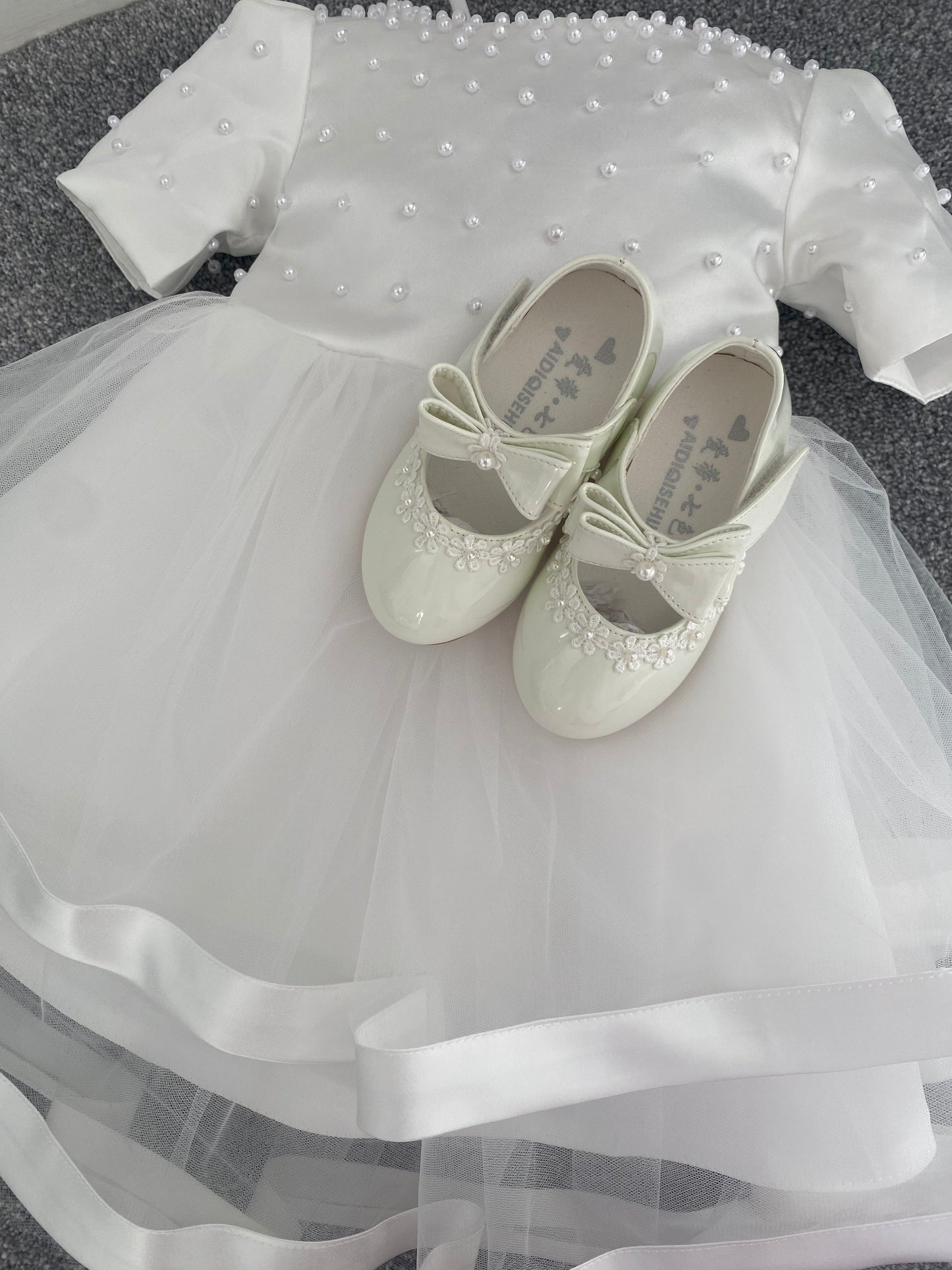 OFFER - Beatrice - Girls Pearl Accent Christening/Flower Girl Dress