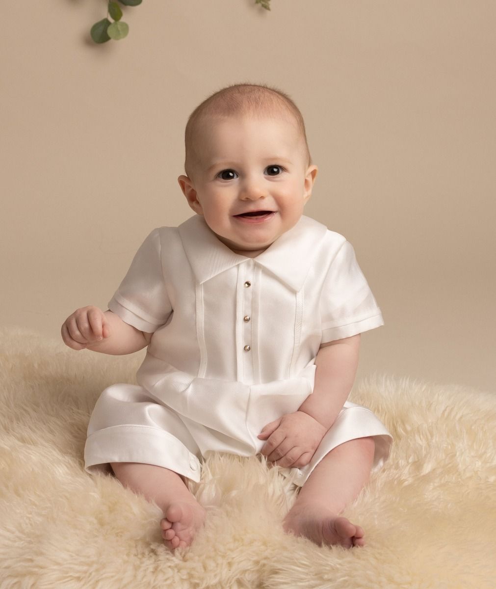 Baby Boy 2 Piece Ivory or White Christening Outfit