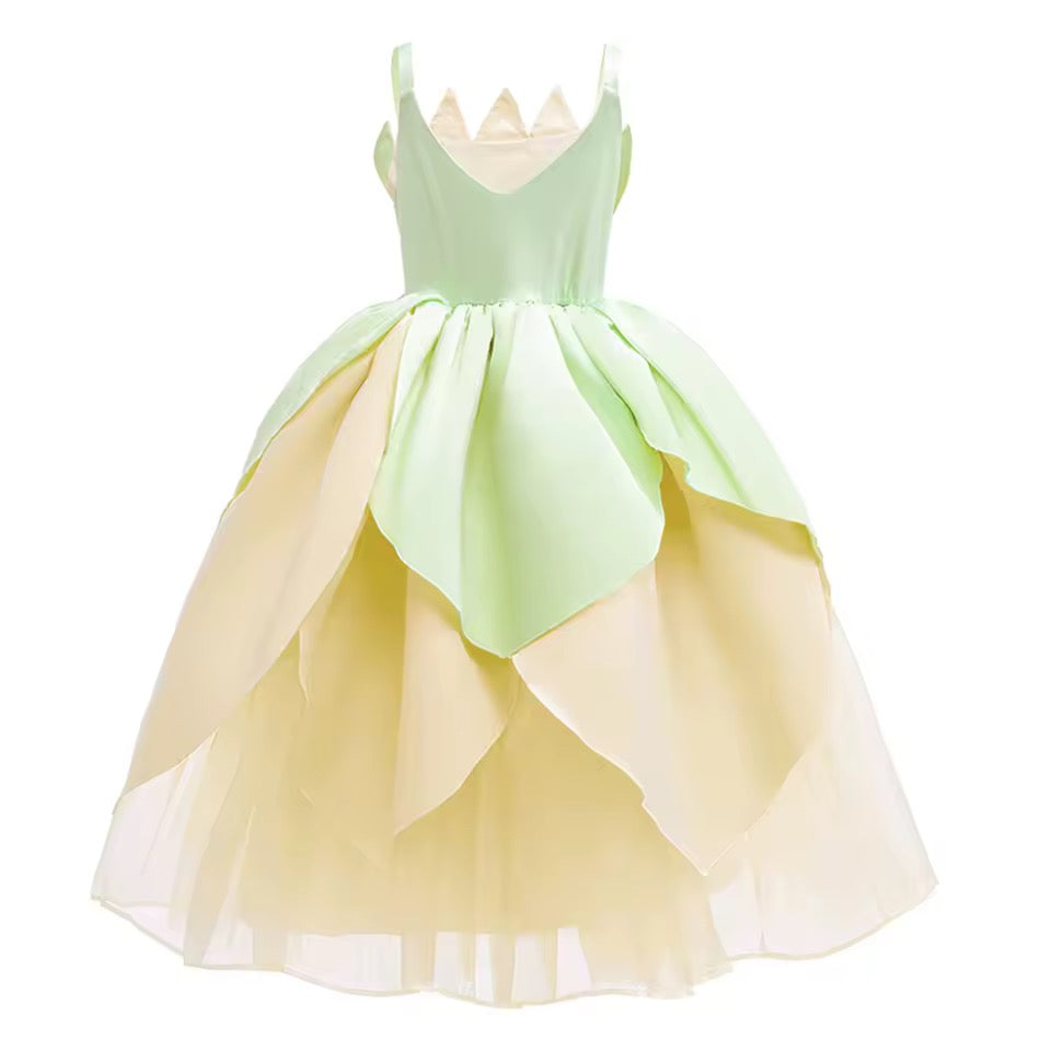 Tiana-Inspired Princess Dress Costume for Girls – Fairytale Birthday Outfit