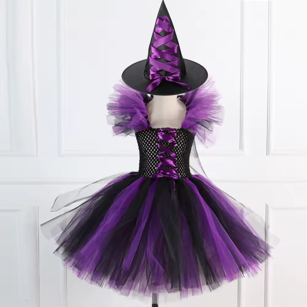 Halloween Witch Costume - Dress, Hat & Broom