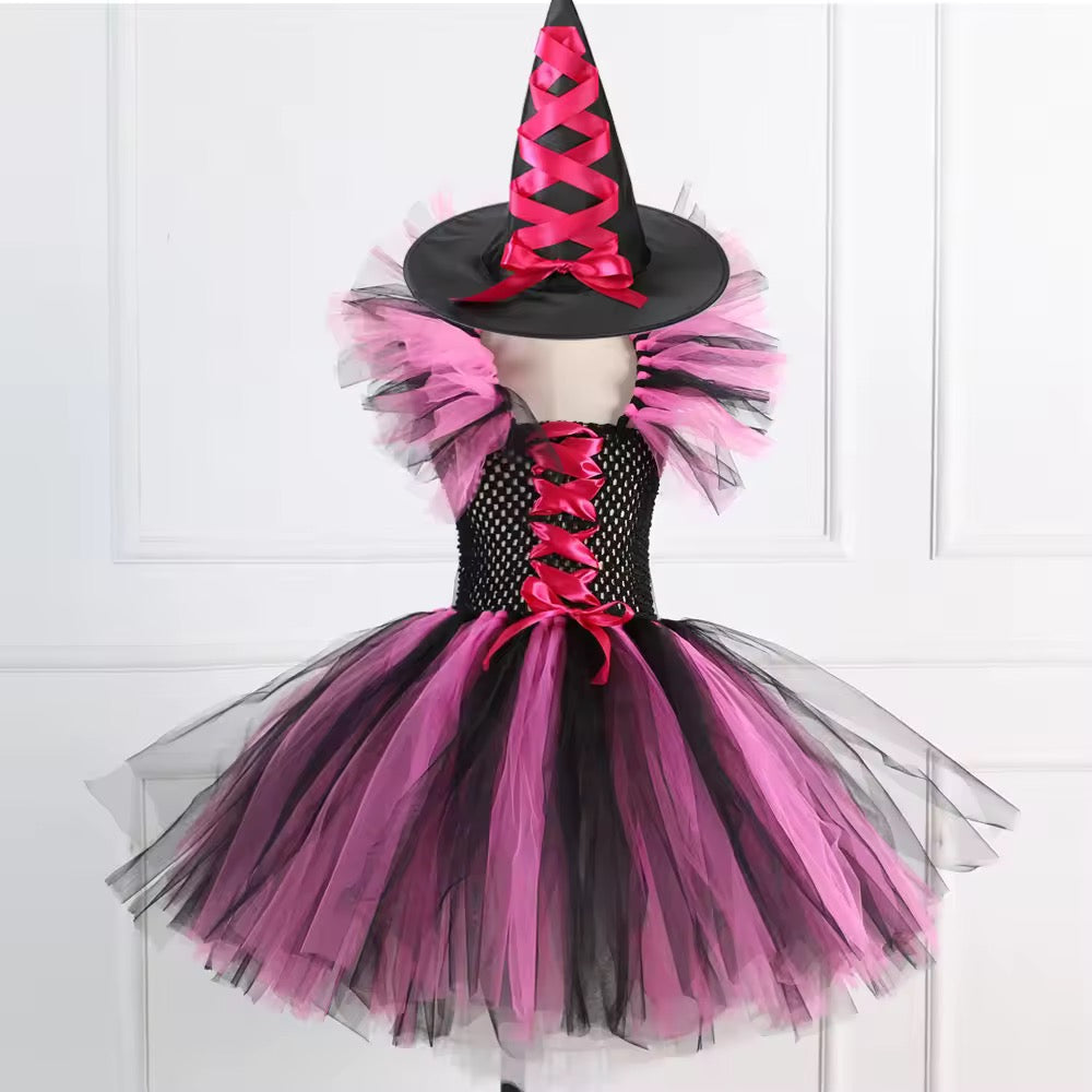 Halloween Witch Costume - Dress, Hat & Broom