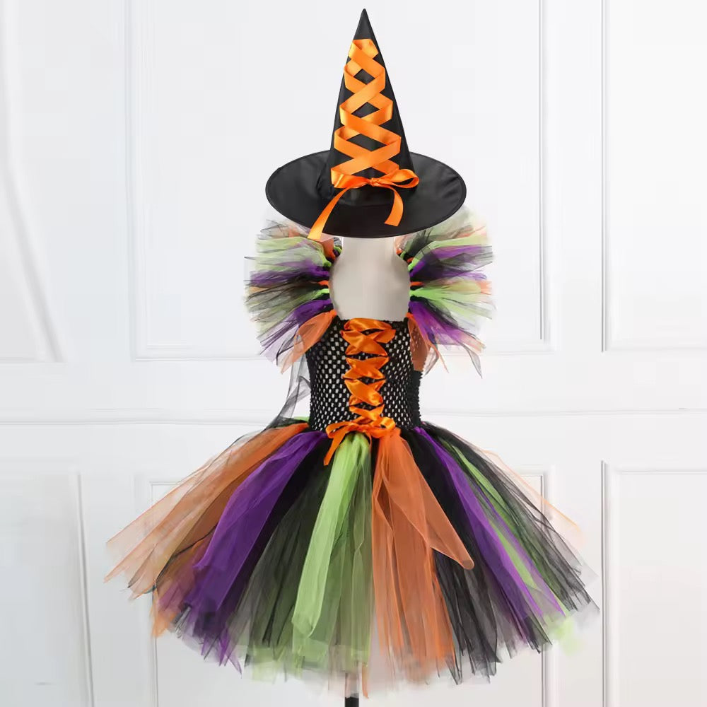 Halloween Witch Costume - Dress, Hat & Broom