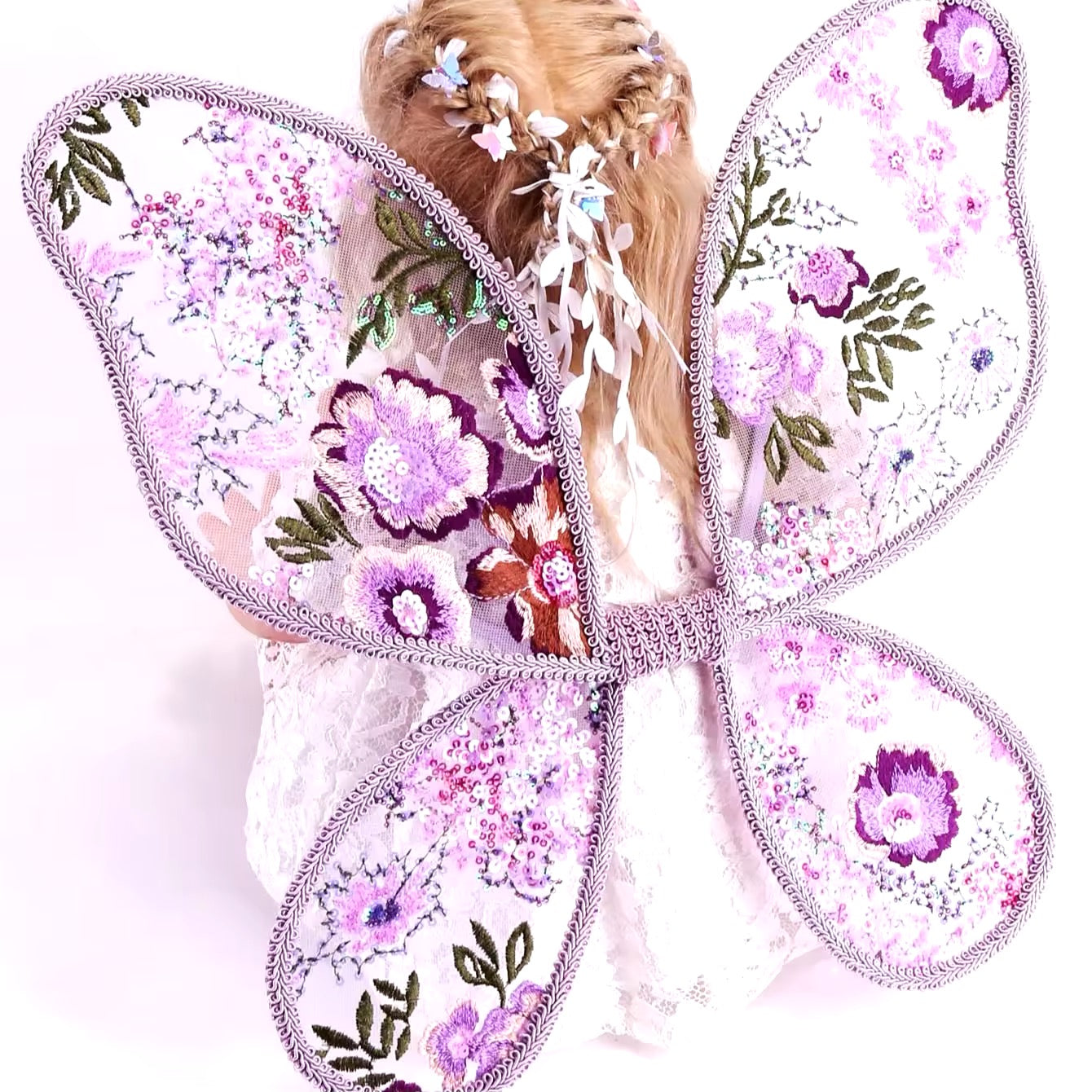 Handcrafted, Embroidered Fairy Wings & Matching Wand - perfect for photoshoot/cake-smash/fairy birthday