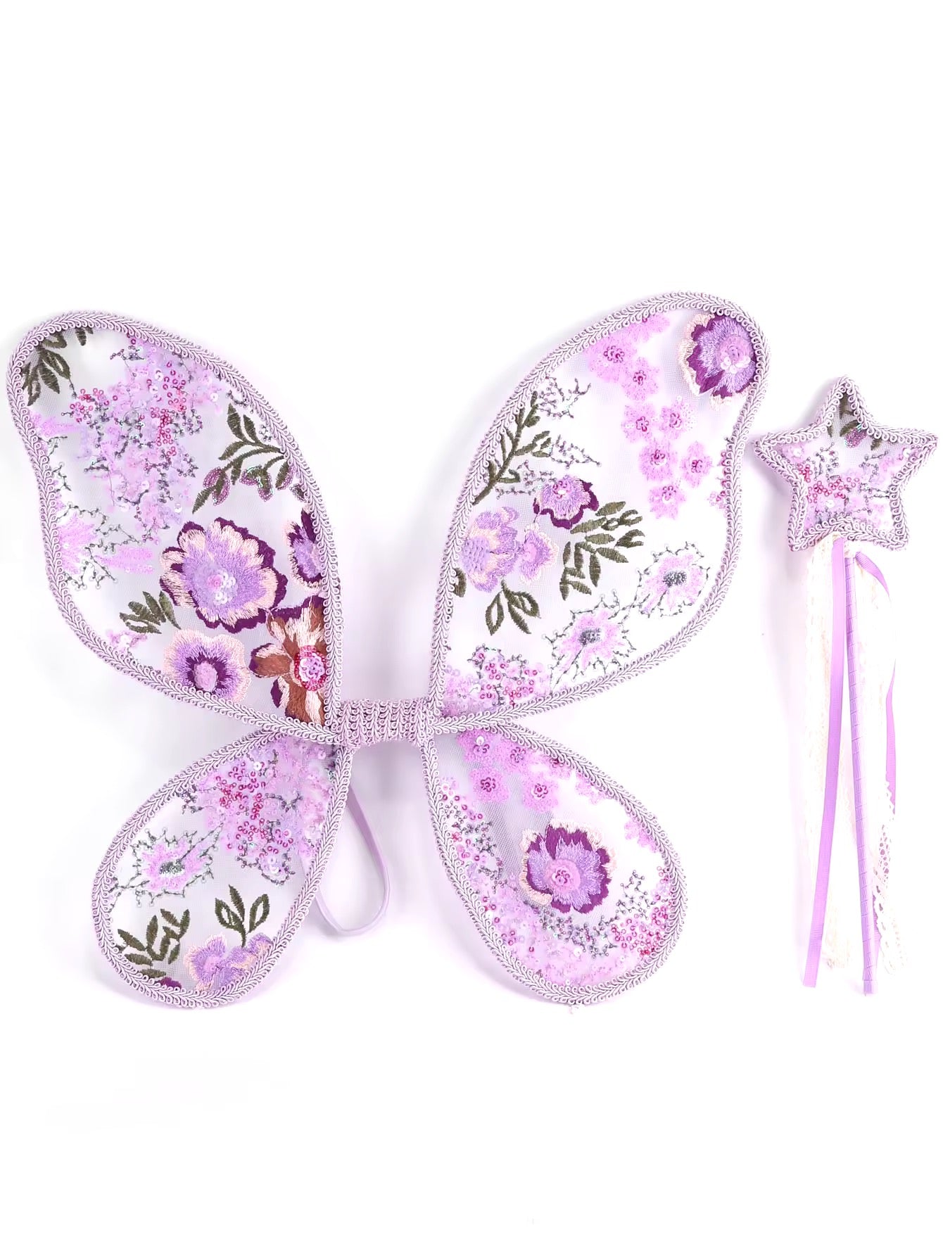 Handcrafted, Embroidered Fairy Wings & Matching Wand - perfect for photoshoot/cake-smash/fairy birthday