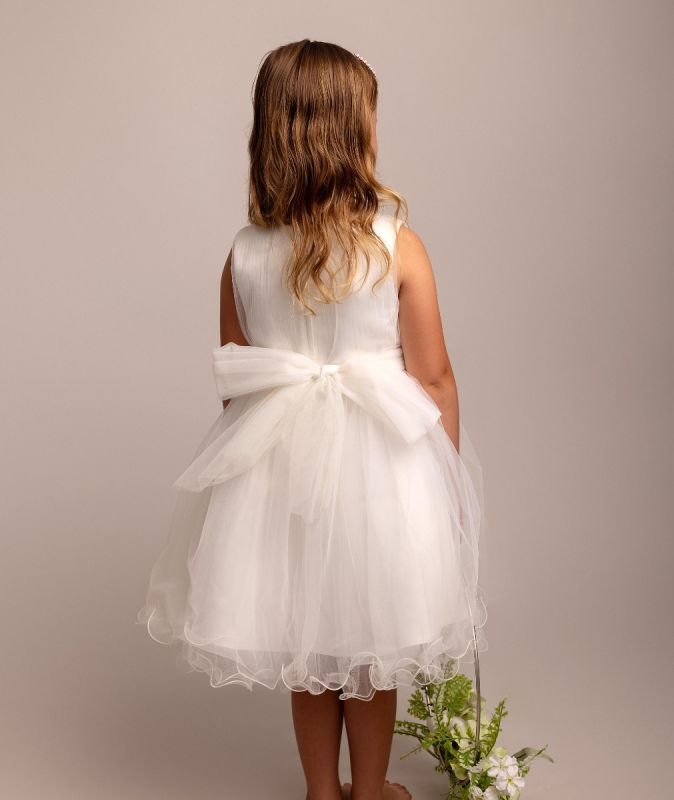 Alexia - Girls Ivory Flower Girl Dress with faux pearl detail