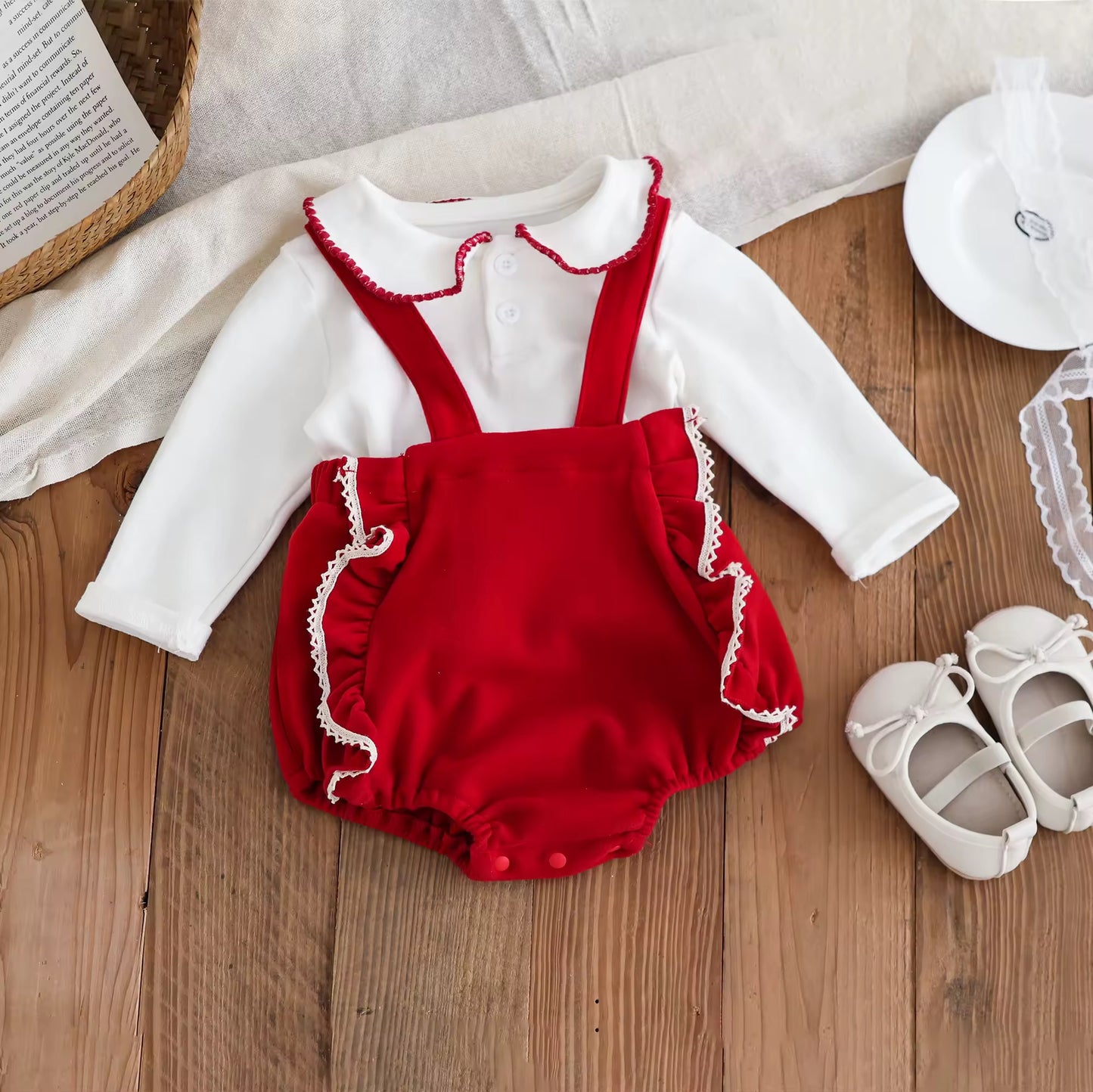 Girls Red Romper 2 Piece/Romper & Top - 2 Designs