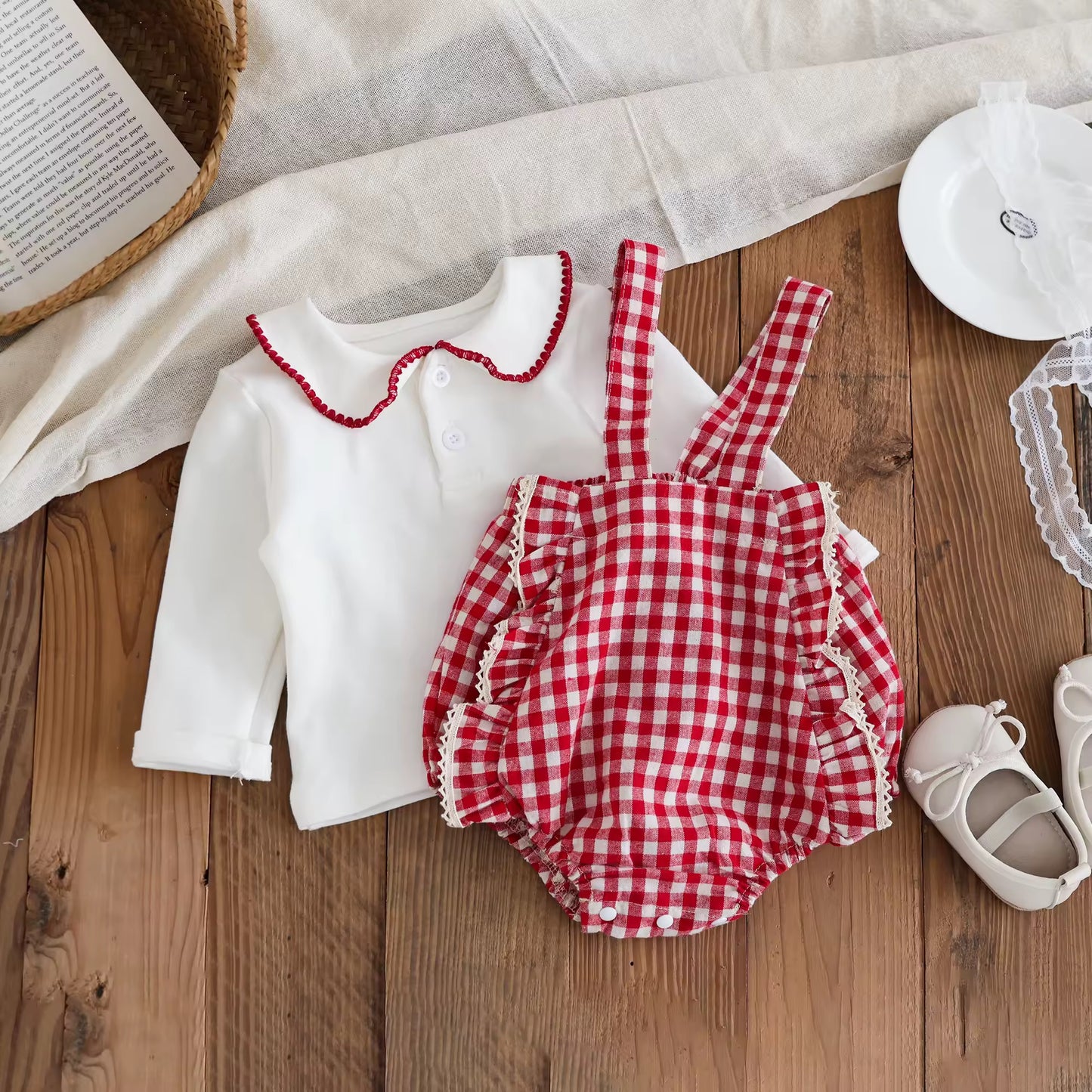 Girls Red Romper 2 Piece/Romper & Top - 2 Designs