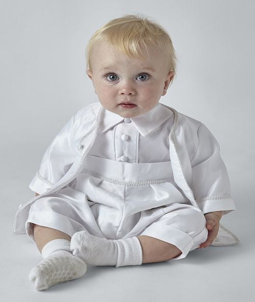 Baby Boys 3 Piece Christening Romper Outfit