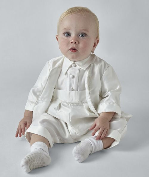 Baby Boys 3 Piece Christening Romper Outfit