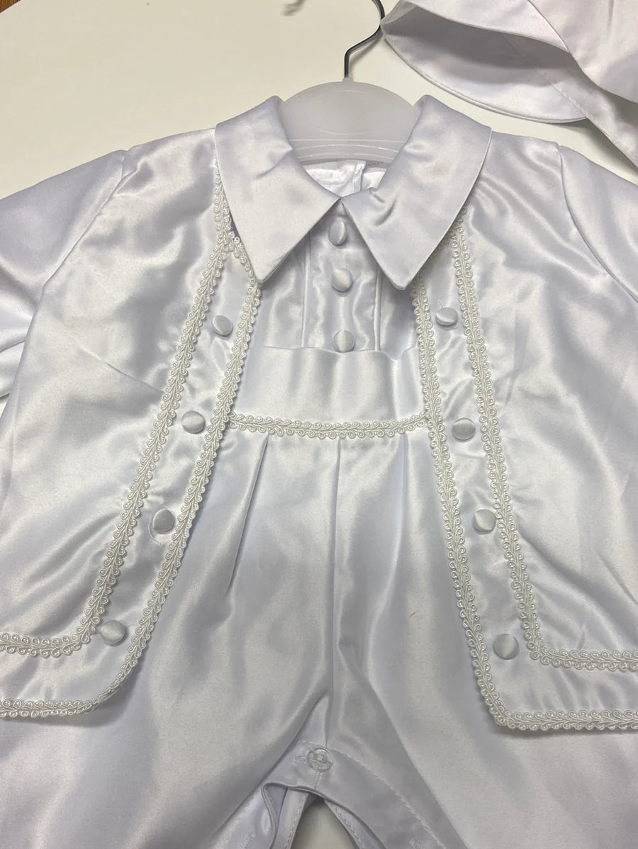 Baby Boys 3 Piece Christening Romper Outfit