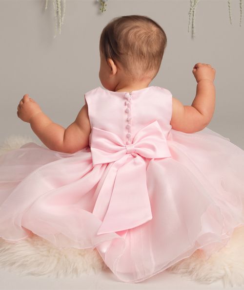 Cristalle - Baby Girls Tulle Party/Flower Girl/Cake Smash Birthday Dress - Available in White/Ivory or Baby Pink