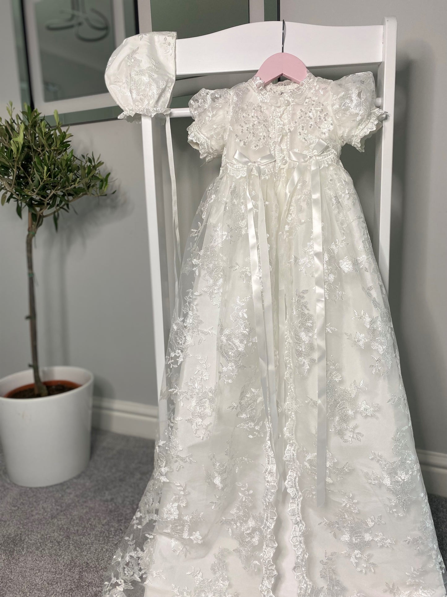 Traditional 2 Piece Christening Gown & Bonnet