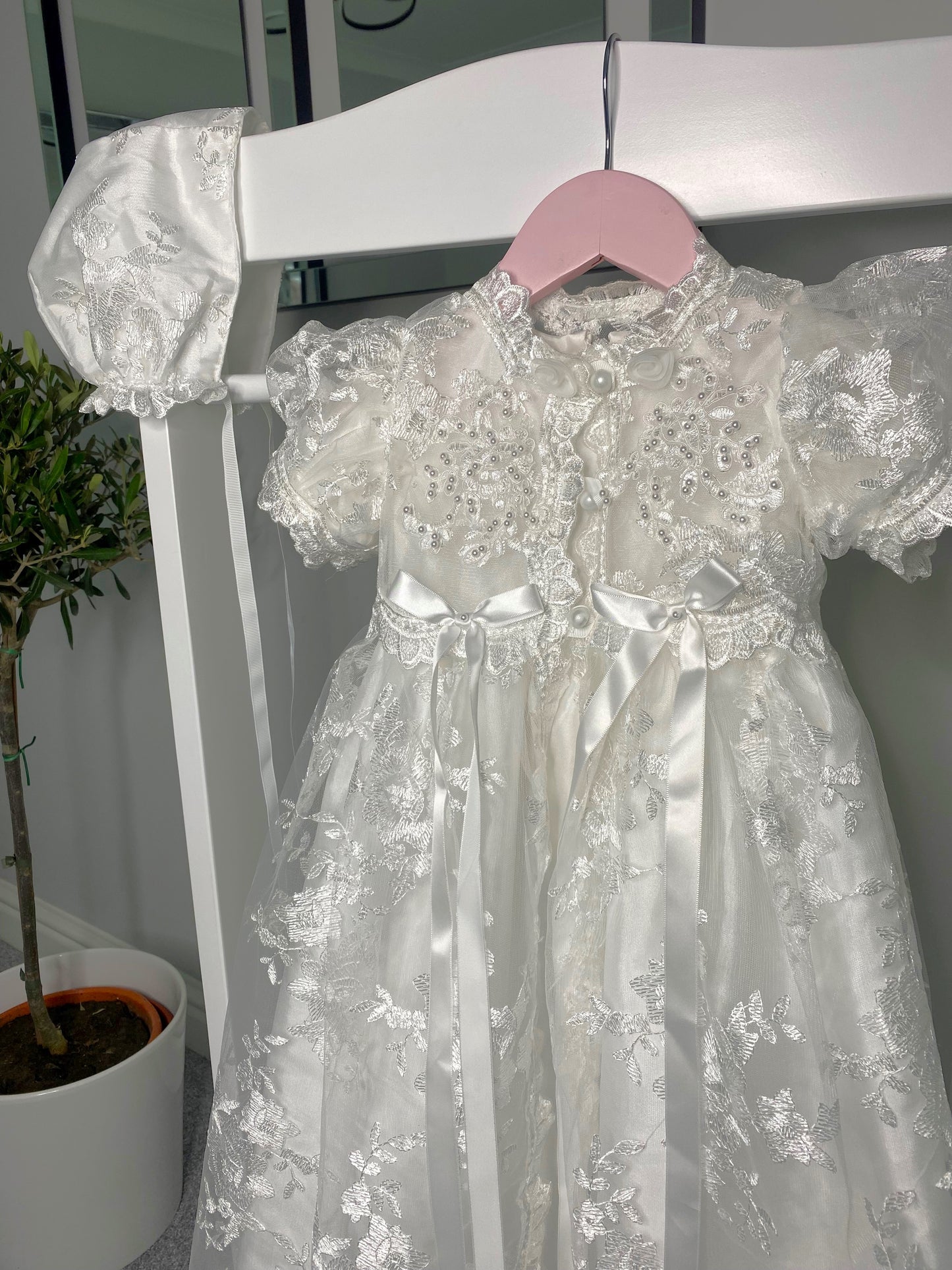 Traditional 2 Piece Christening Gown & Bonnet