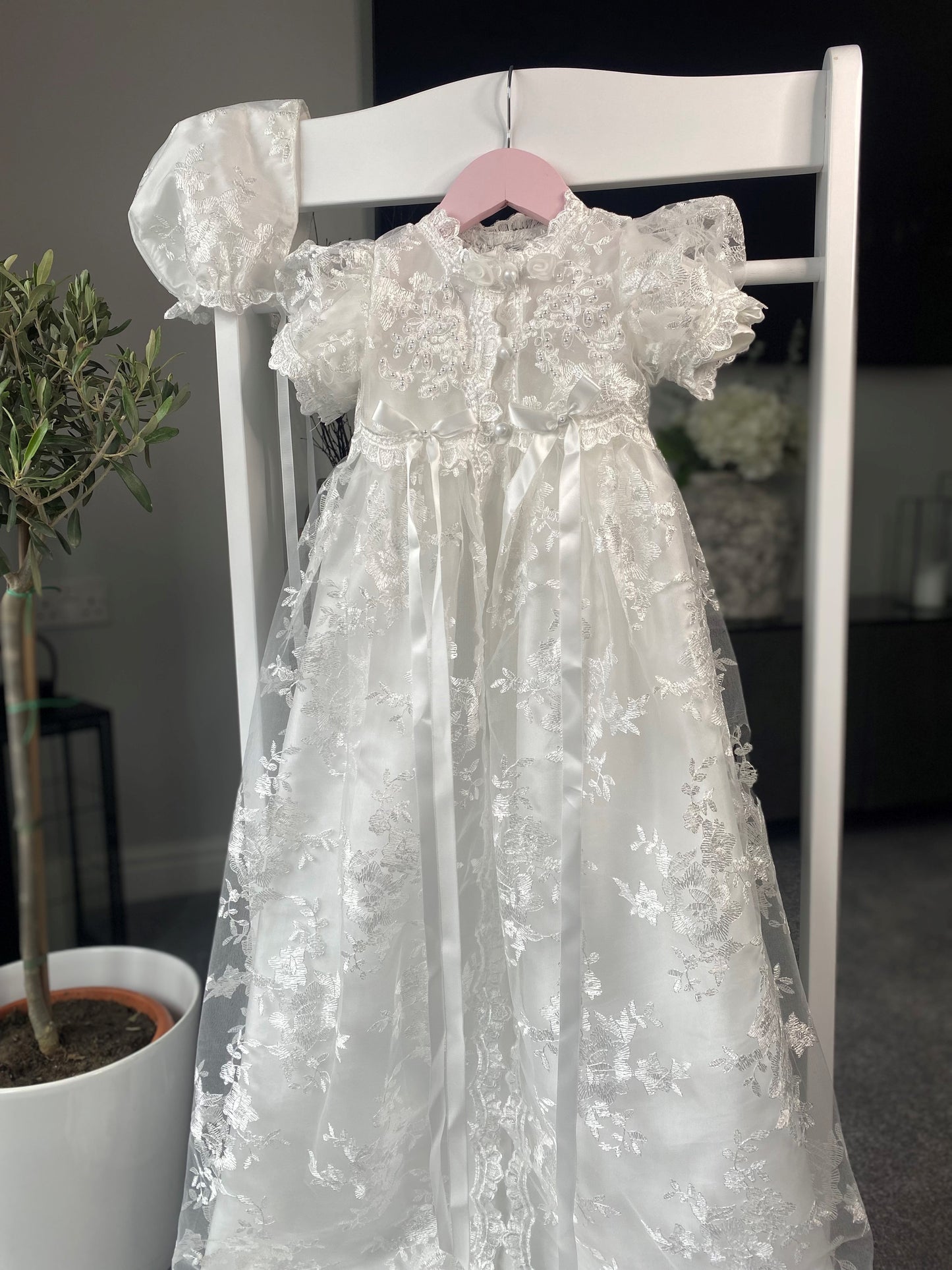 Traditional 2 Piece Christening Gown & Bonnet