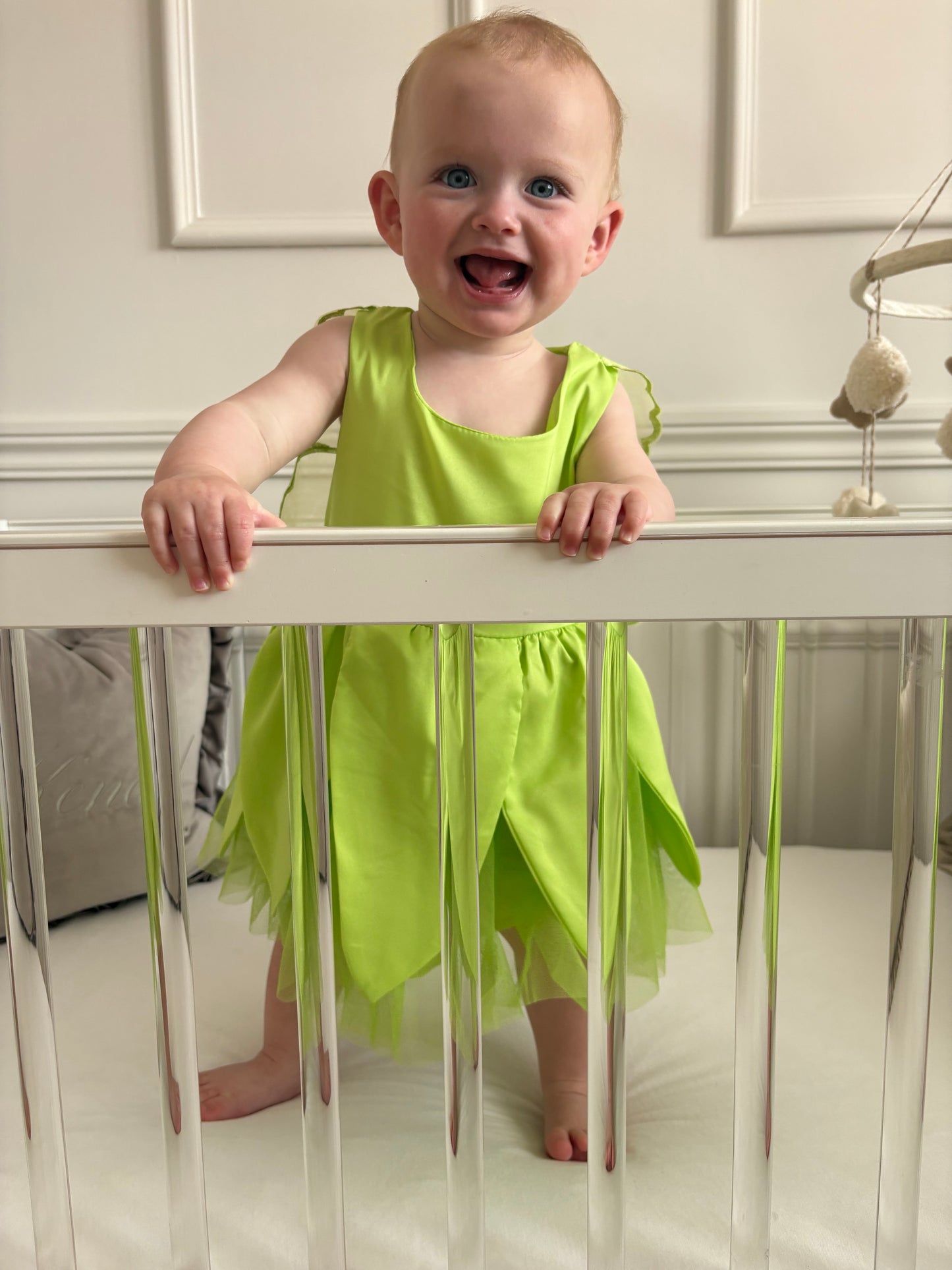 Baby Girls Tinkerbell Dress with Fabric & Sequin Wings