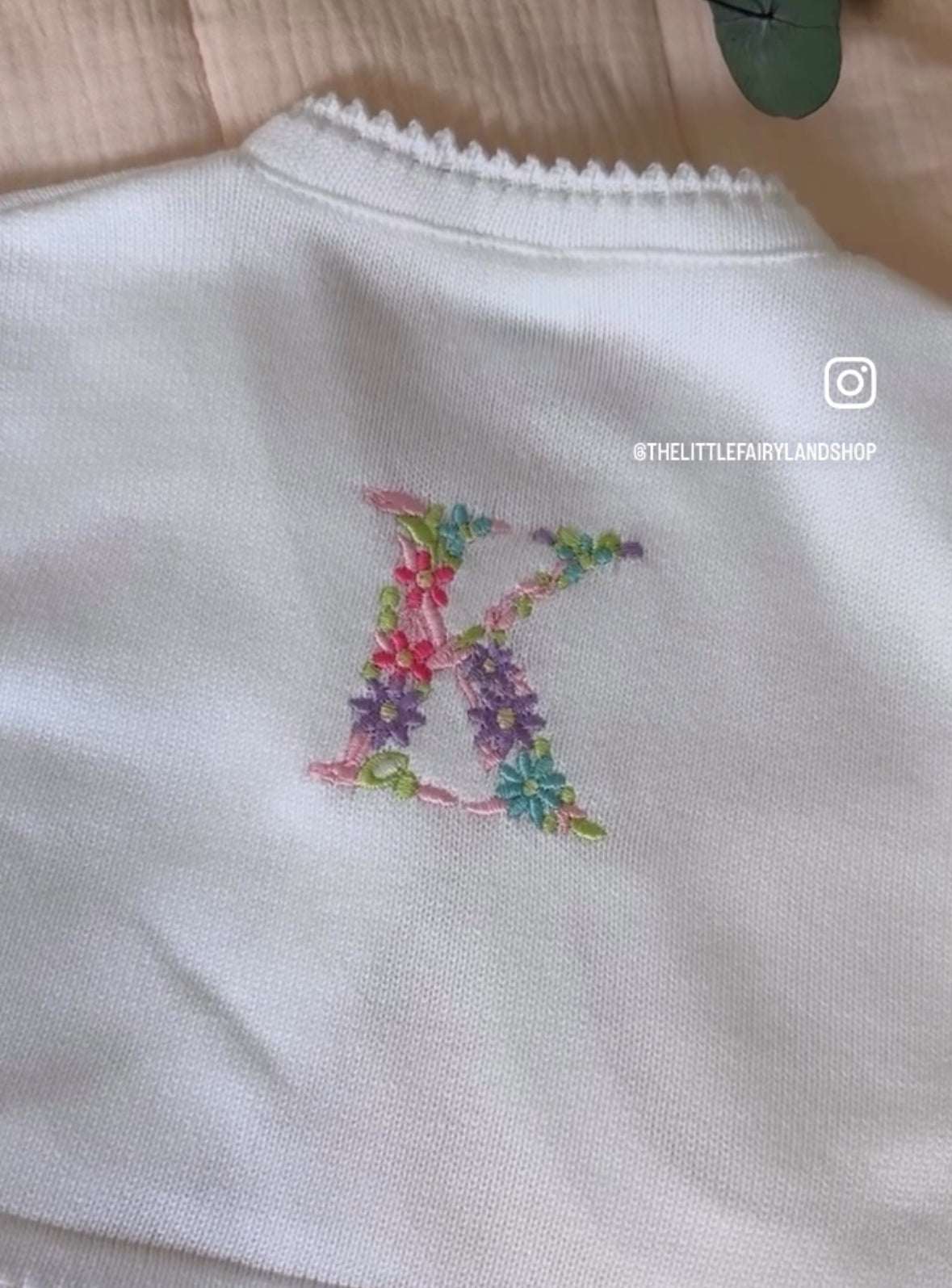 Girls Personalised White Cardigan/Bolero with Pearl Button