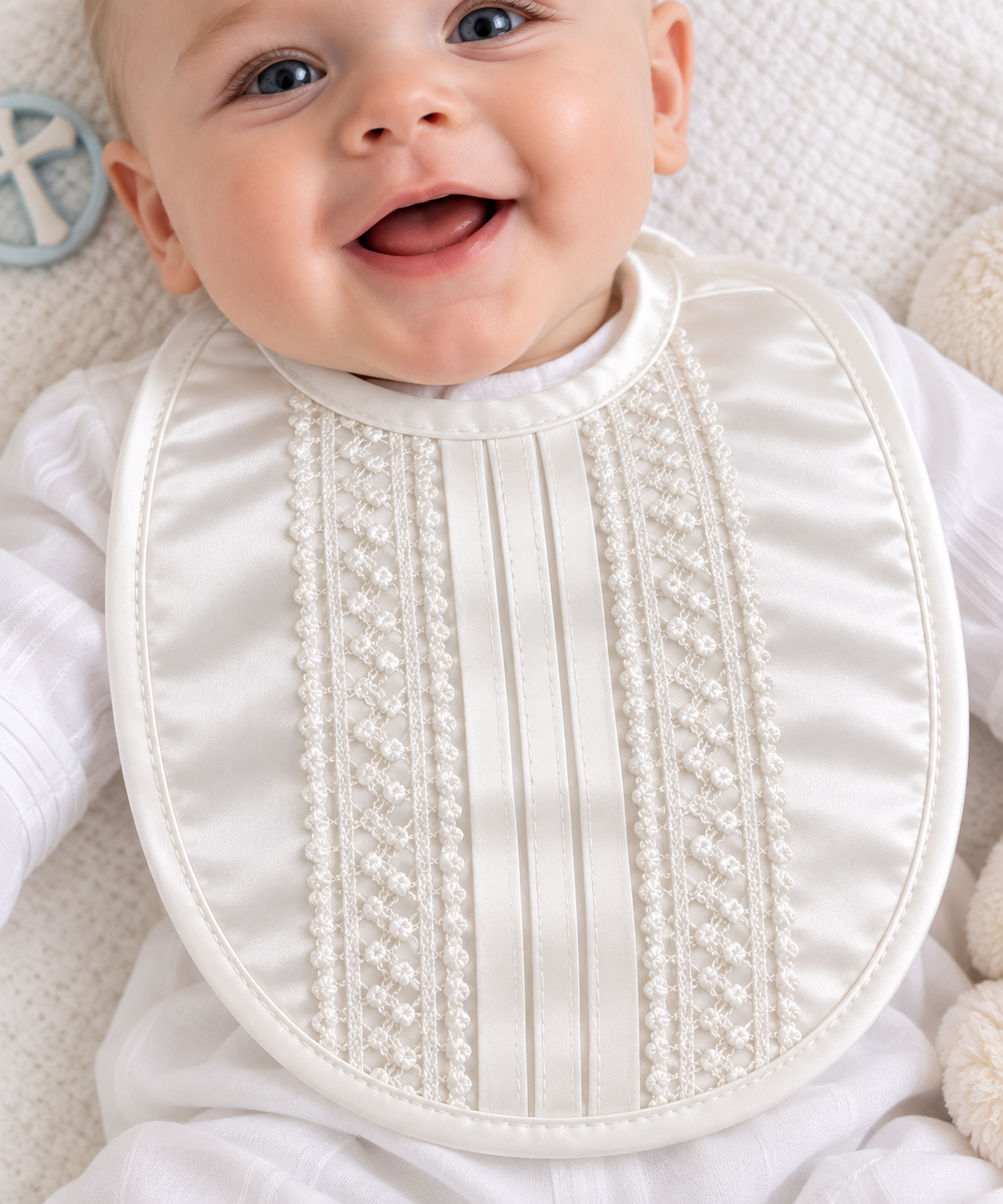 Luxury Satin Bib with Lace Trim
